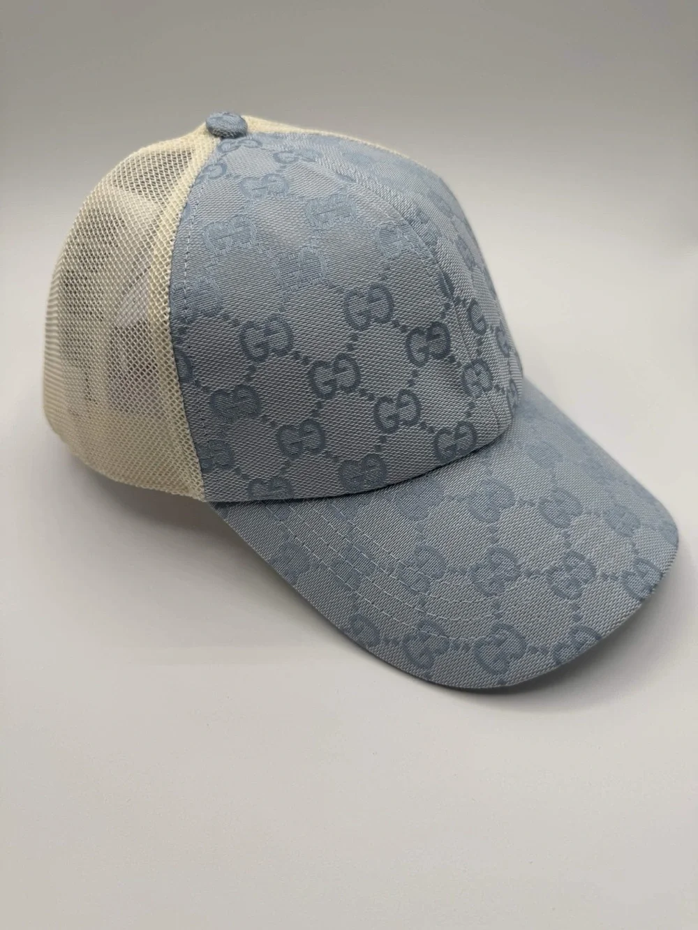 Gucci Light Blue Monogram Baseball Cap - Perfect Condition